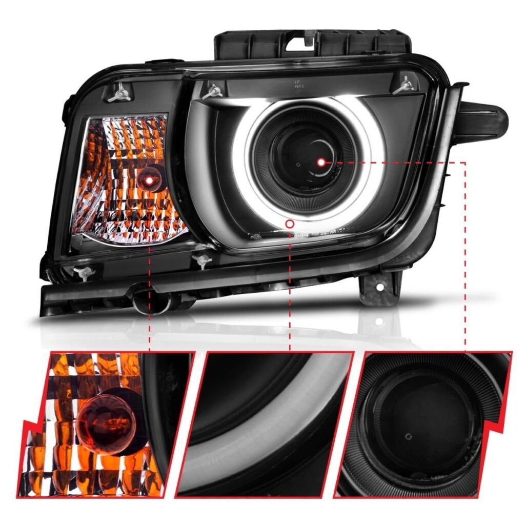 Chevy Camaro 10-13 Projector Headlights Black W/ Rx Halo