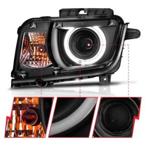 Chevy Camaro 10-13 Projector Headlights Black W/ Rx Halo - Image 3