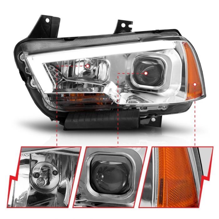 Dodge Charger 11-14 Projector Plank Style Headlight Chrome
