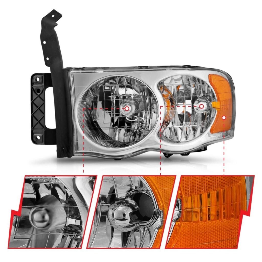 Dodge Ram 1500 02-05 / Ram 2500/3500 03-05 Crystal Headlights Chrome Housing