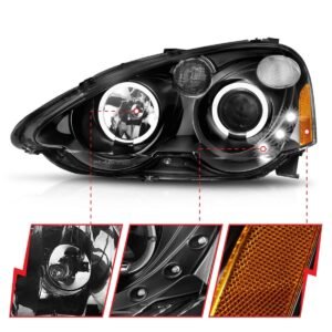 Acura RSX 02-04 Projector Led Halo Headlights Black - Image 3