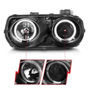 Acura Integra 94-97 Projector Halo Headlights Black - Image 2