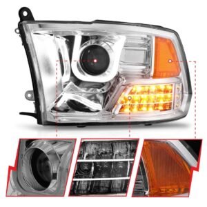 Dodge Ram 1500 09-18 / Ram 2500/3500 10-18 U-bar Projector Headlights Chrome - Image 3