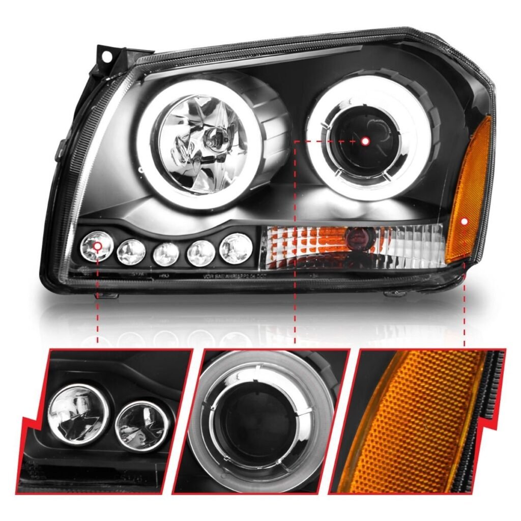 Dodge Magnum 05-07 Projector Headlights Black W/ Rx Halo