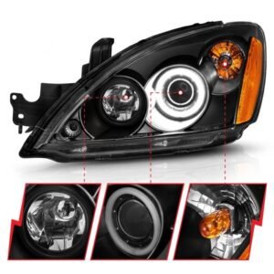 Mitsubishi Lancer 04-07 Projector Headlights Black W/ Rx Halo - Image 3
