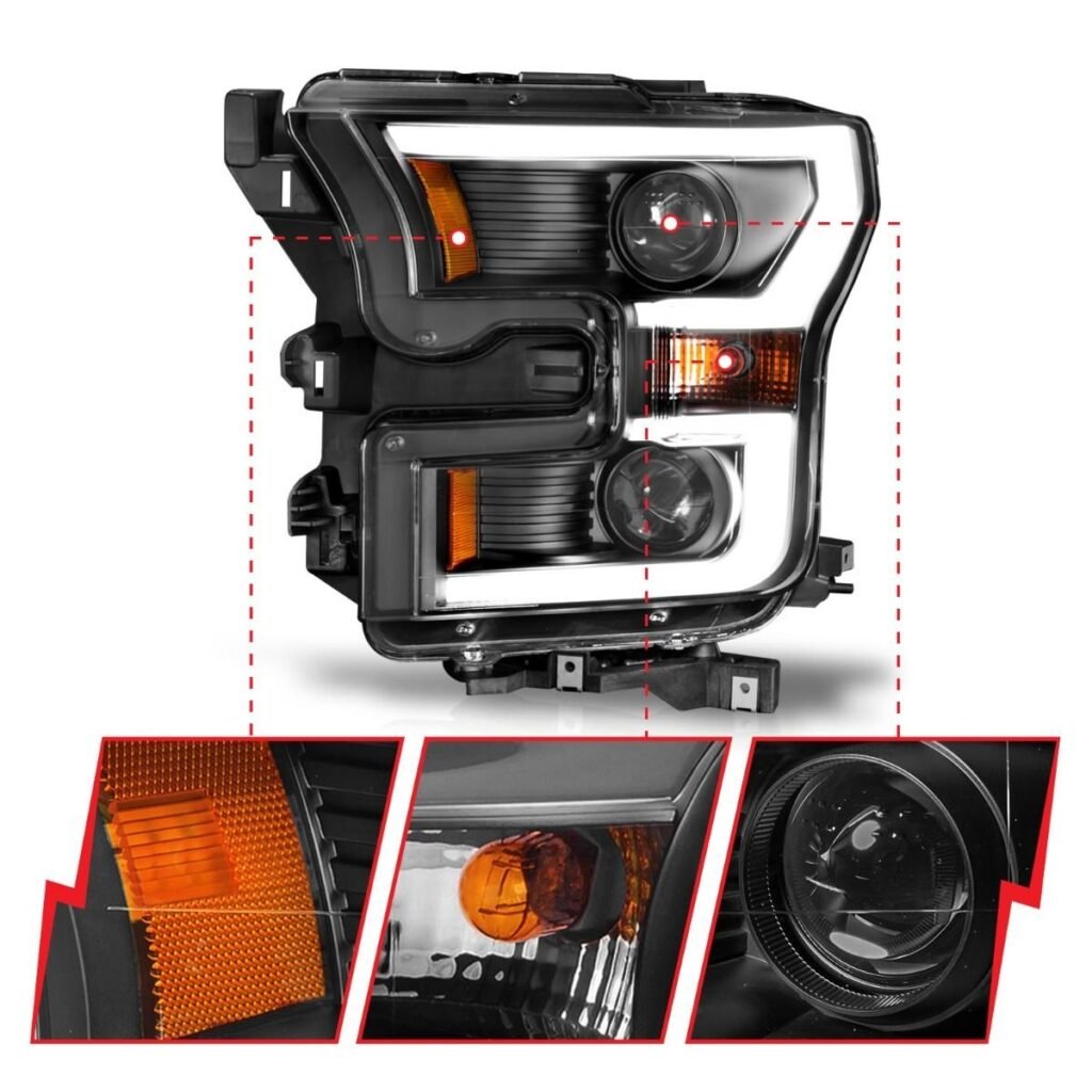 Ford F-150 15-17 Projector Plank Style Headlight Black