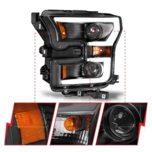 Ford F-150 15-17 Projector Plank Style Headlight Black - Image 3