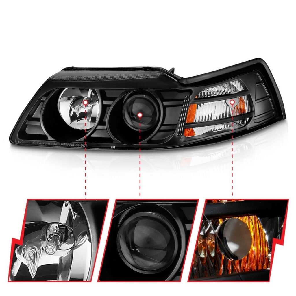 FORD MUSTANG 99-04 PROJECTOR HEADLIGHTS W/ BLACK HOUSING