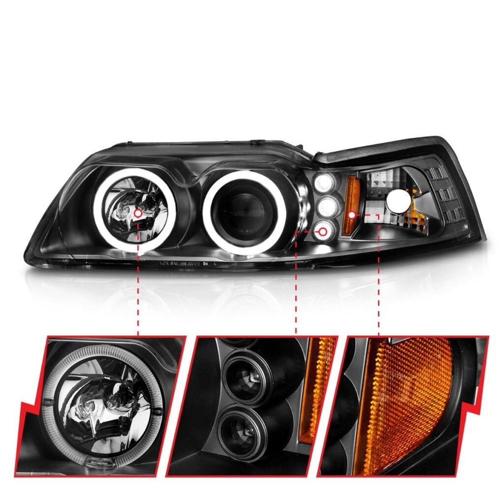 Ford Mustang 99-04 Projector Headlights Black Housing