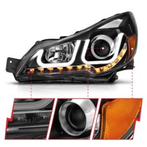 Subaru Outback / Legacy 10-12 Projector Headlights W/ U-bar Light Black Housing - Image 3