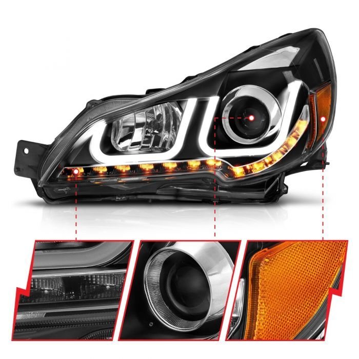 Subaru Outback / Legacy 10-12 Projector Headlights W/ U-bar Light Black Housing