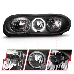 CHEVY CAMARO 98-02 CRYSTAL HALO HEADLIGHTS BLACK - Image 3