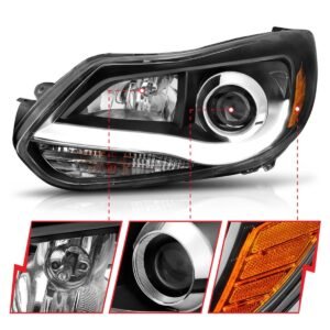 Ford Focus 12-14 Projector Plank Style Headlights Black - Image 3