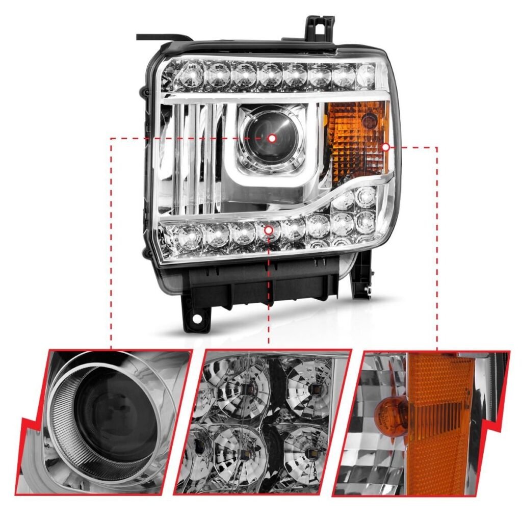 GMC Sierra 1500 14-15 2500hd/3500hd 15-19 Projector Headlights Chrome