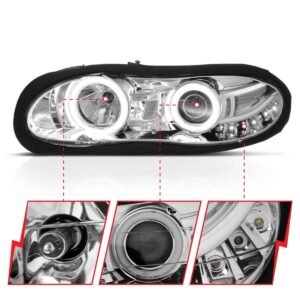 CHEVY CAMARO 98-02 PROJECTOR HEADLIGHTS CHROME W/ RX HALO - Image 3