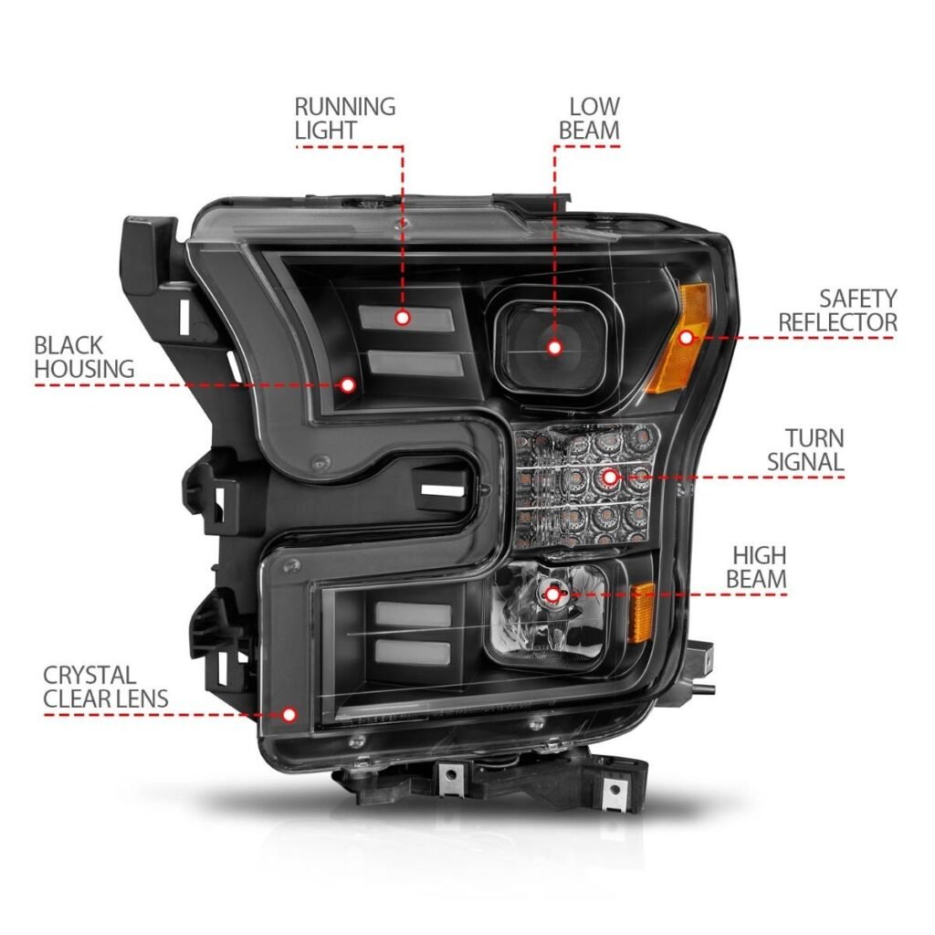 Ford F-150 15-17 Projector Light W/ Bar Style Light Black Housing