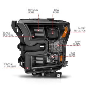 Ford F-150 15-17 Projector Light W/ Bar Style Light Black Housing - Image 3