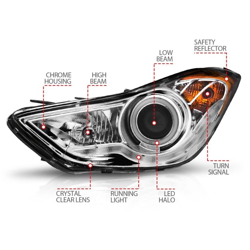 Hyundai Elantra 11-13 Projector Headlights Chrome