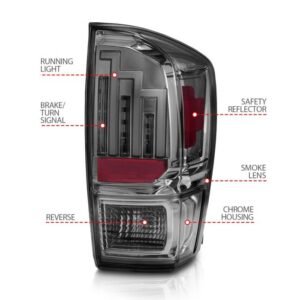 Toyota Tacoma 16-22 Led Tail Light With Chrome Housing Smoke Lens - Image 4