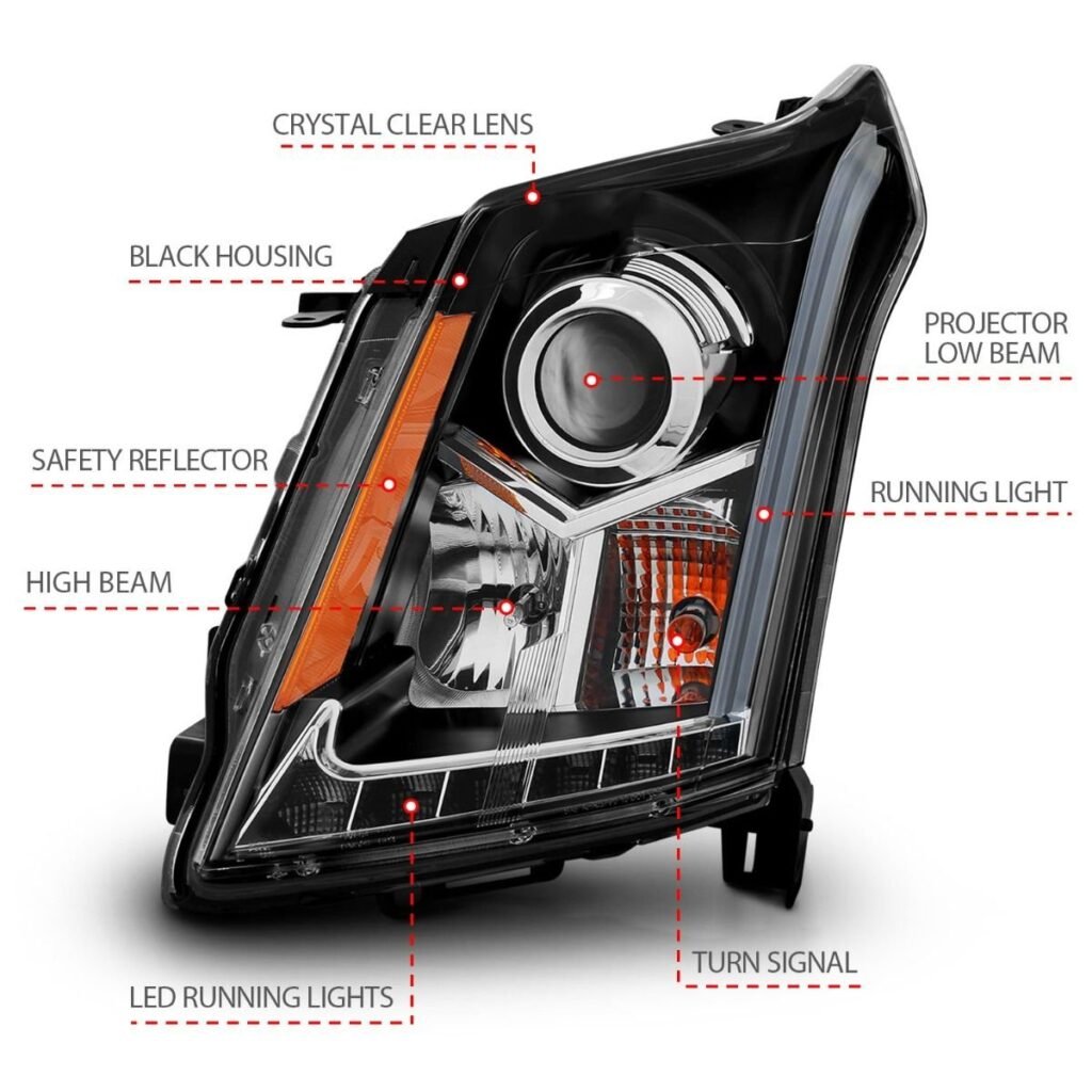 Cadillac SRX 10-14 Projector Headlights Plank Style - Black