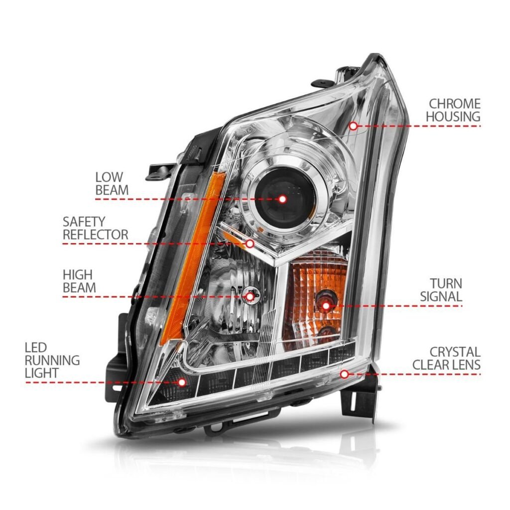 Cadillac SRX 10-14 Projector Headlights Plank Style Chrome
