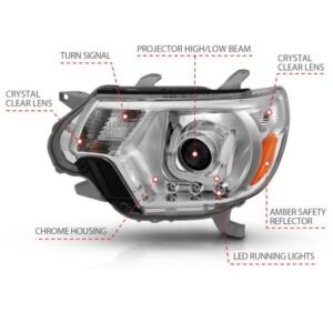 Toyota Tacoma 12-15 Projector Headlights W/ U-bar Chrome Housing - Image 2