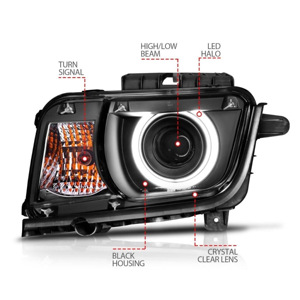 Chevy Camaro 10-13 Projector Headlights Black W/ Rx Halo