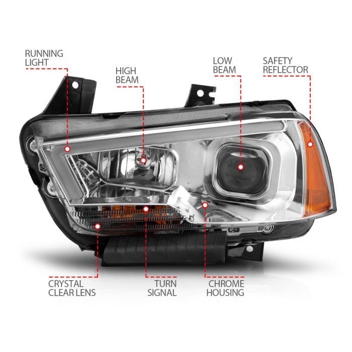 Dodge Charger 11-14 Projector Plank Style Headlight Chrome