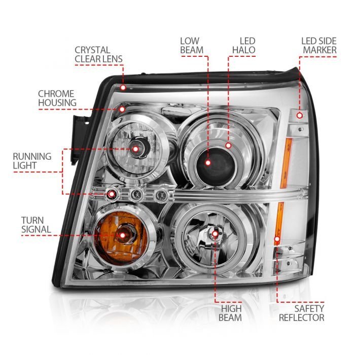 Cadillac Escalade / Escalade ESV 02-06 Projector Headlights - Chrome