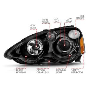 Acura RSX 02-04 Projector Led Halo Headlights Black - Image 4