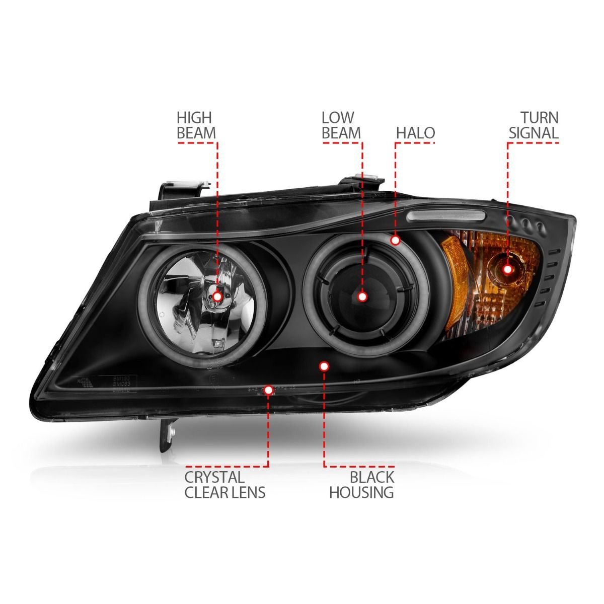 BMW 3 Series E90/E91 06-08 Projector Headlights Black - Image 4