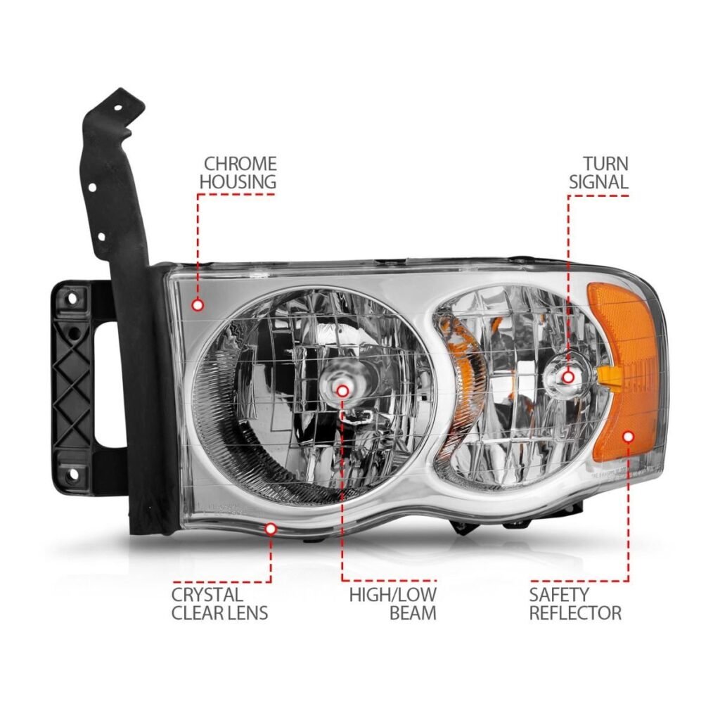 Dodge Ram 1500 02-05 / Ram 2500/3500 03-05 Crystal Headlights Chrome Housing
