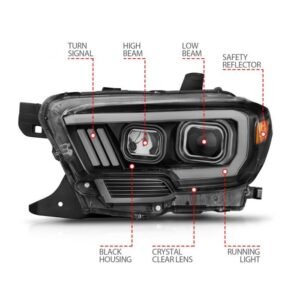 Toyota Tacoma 16-22 Projector Plank Style Headlight Black - Image 4