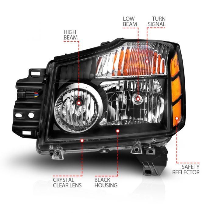 Nissan Armada 04-07 / Titan 04-15 Crystal Headlights With Black Housing