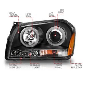 Dodge Magnum 05-07 Projector Headlights Black W/ Rx Halo - Image 4