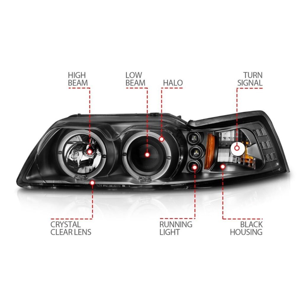 Ford Mustang 99-04 Projector Headlights Black Housing