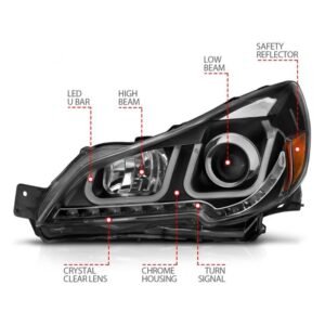 Subaru Outback / Legacy 10-12 Projector Headlights W/ U-bar Light Black Housing - Image 4