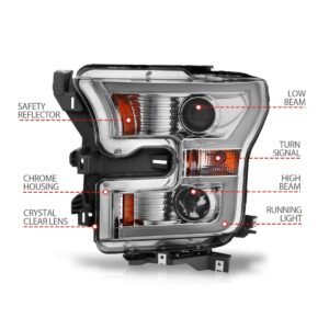 Ford F-150 15-17 Projector Plank Style Headlight Chrome(for Halogen Models Only) - Image 5