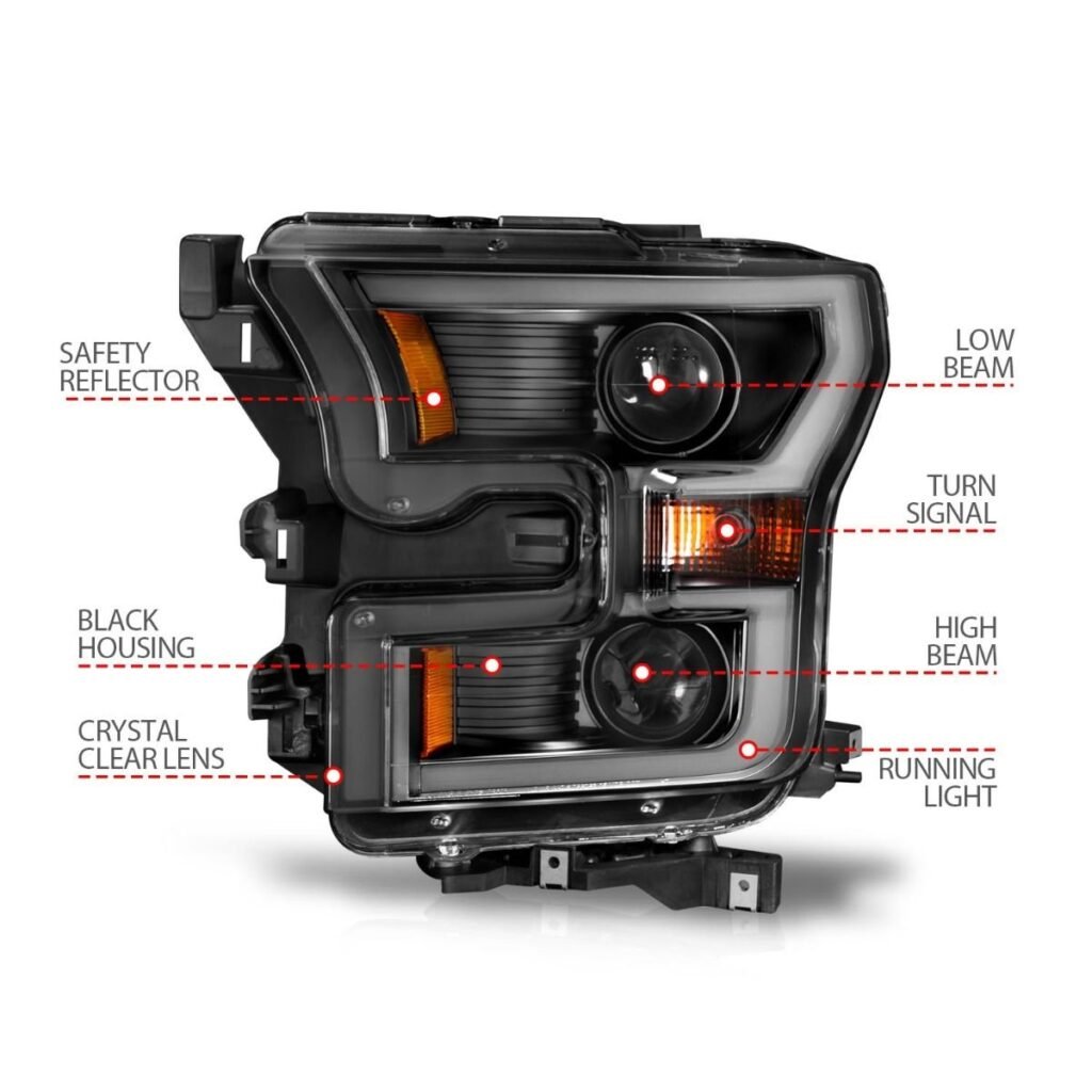 Ford F-150 15-17 Projector Plank Style Headlight Black
