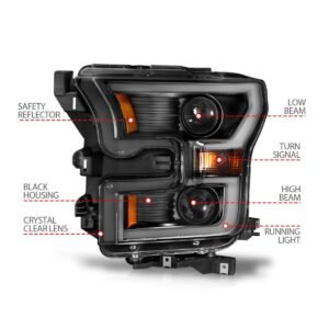 Ford F-150 15-17 Projector Plank Style Headlight Black - Image 4