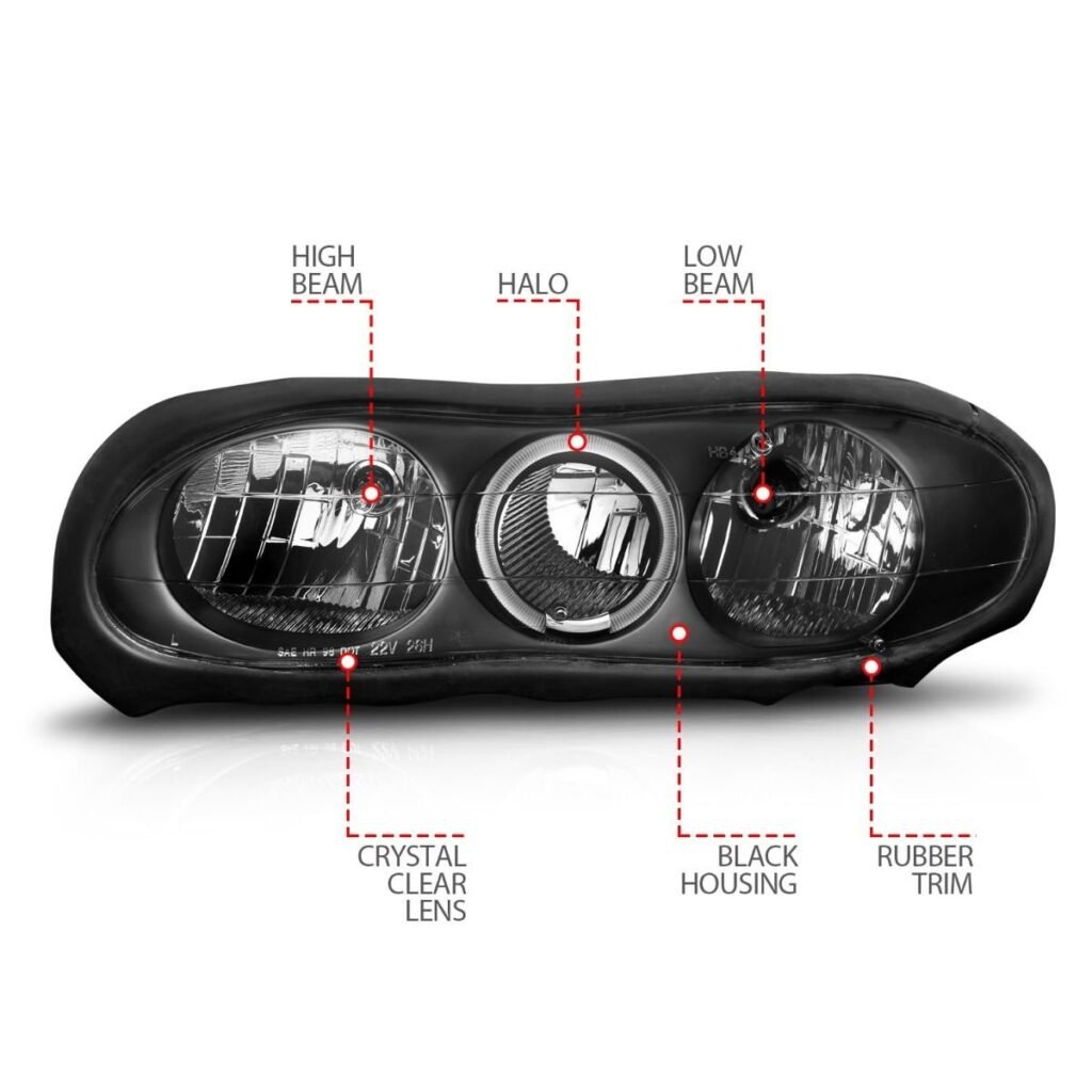 CHEVY CAMARO 98-02 CRYSTAL HALO HEADLIGHTS BLACK