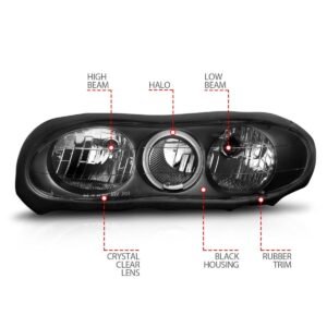 CHEVY CAMARO 98-02 CRYSTAL HALO HEADLIGHTS BLACK - Image 4