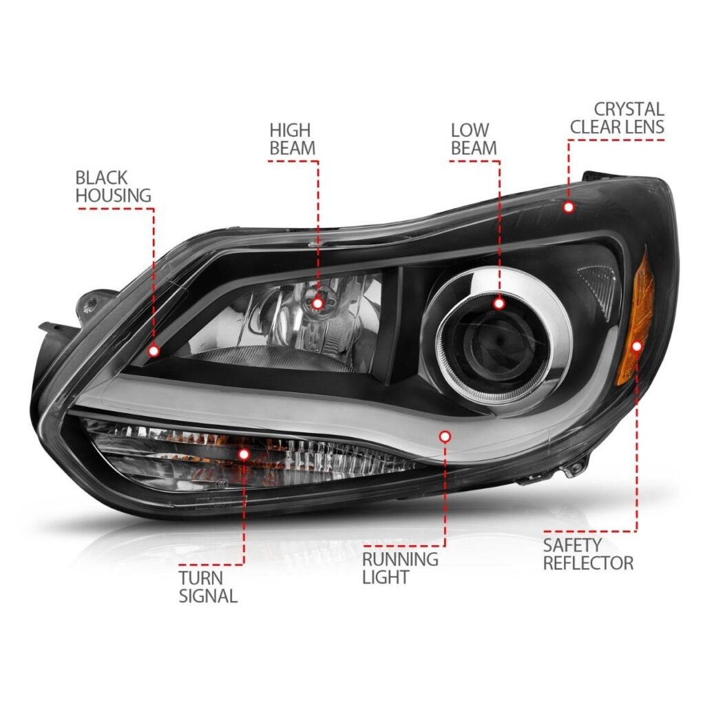 Ford Focus 12-14 Projector Plank Style Headlights Black