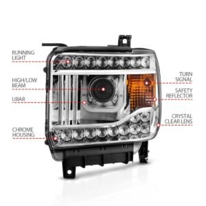 GMC Sierra 1500 14-15 2500hd/3500hd 15-19 Projector Headlights Chrome - Image 4