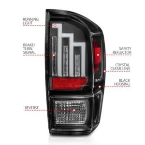 Toyota Tacoma 16-22 Led Tail Lights With Black Housing - Image 4