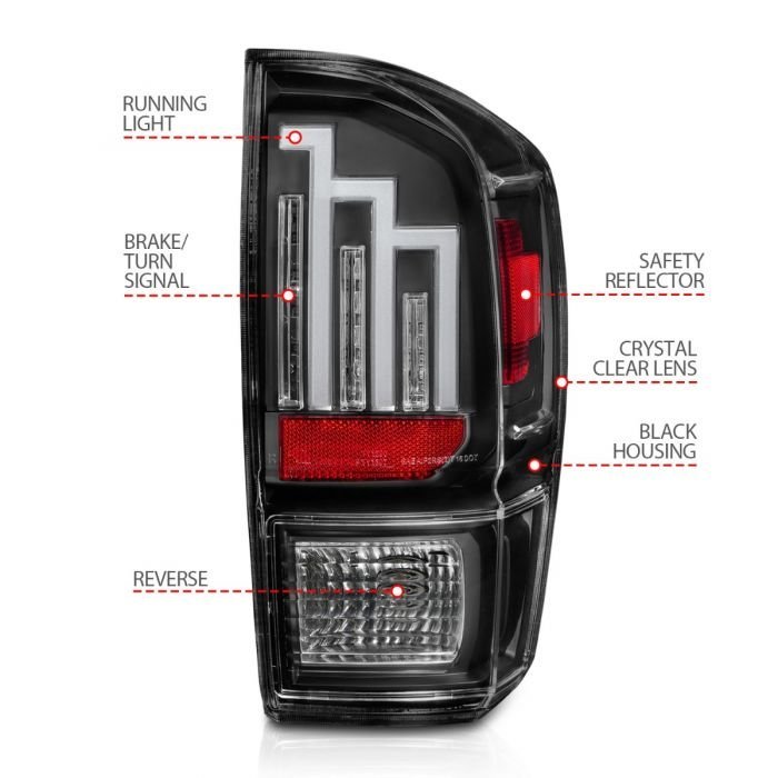 Toyota Tacoma 16-22 Led Tail Lights With Black Housing