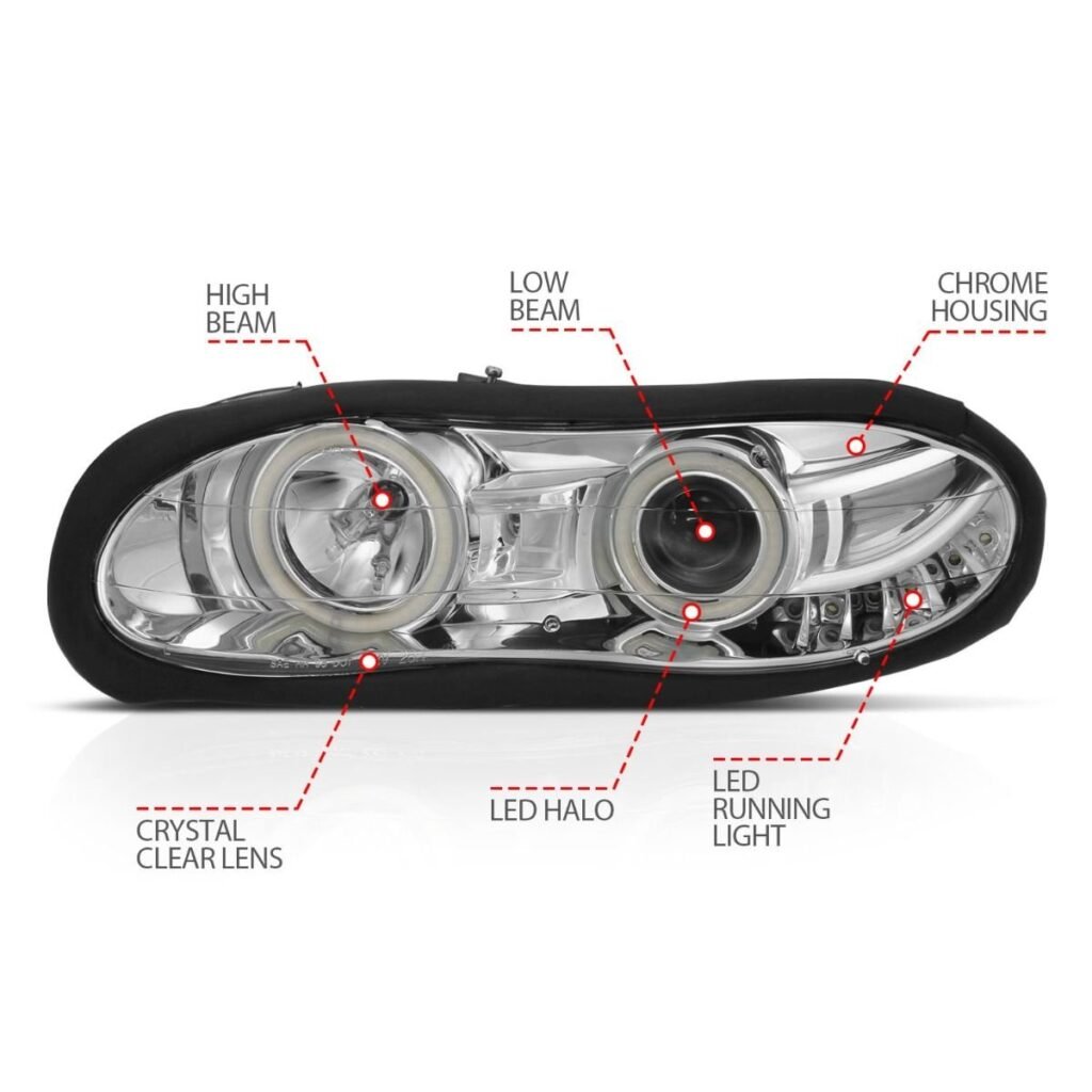 CHEVY CAMARO 98-02 PROJECTOR HEADLIGHTS CHROME W/ RX HALO