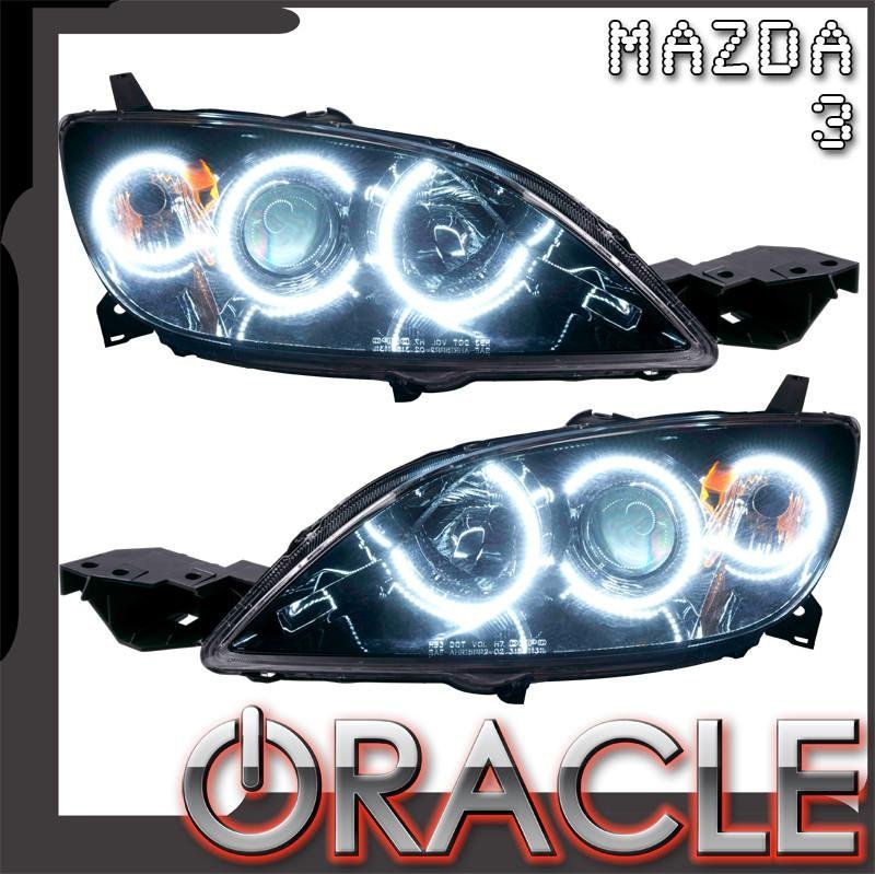 Oracle Lighting 2004-2009 Mazda 3 Pre-assembled SMD Halo Headlights - 4DR Halogen Style