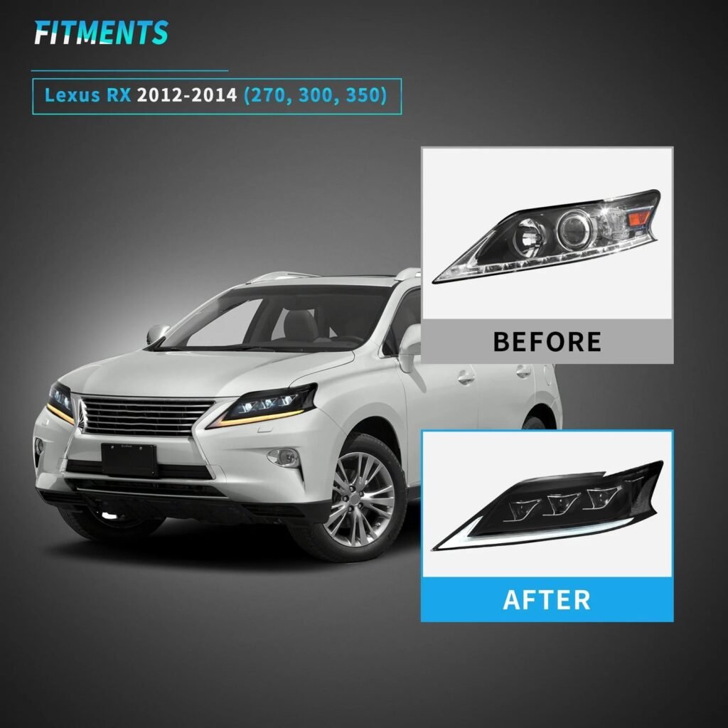 VLAND Full LED Headlights For Lexus RX350 RX450h 2012-2014 F Sport Third generation (AL10) [Fits HID/Xenon Models]