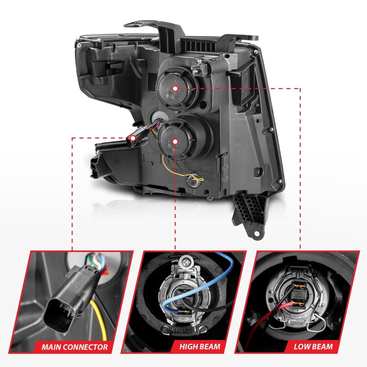 Chevy Tahoe/suburban 15-19 Projector U Bar Style Headlight - Black - Image 5